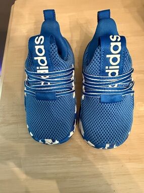 adidas Kids Blue Slip-On Mesh Sneakers with White Accents